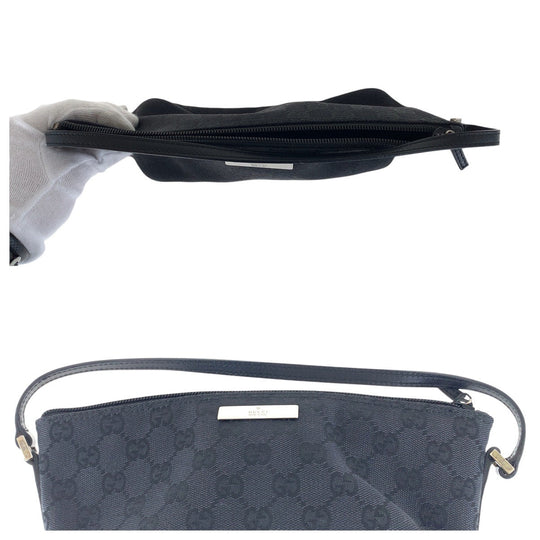GUCCI Handbag 039 1103 GG canvas, leather Black SilverMetal Handbag accessory pouch Women Used Authentic