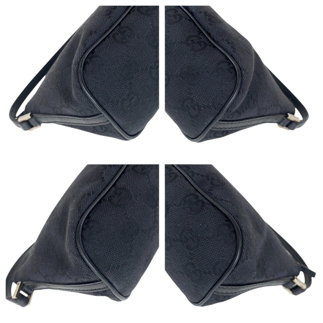 GUCCI Handbag 039 1103 GG canvas, leather Black SilverMetal Handbag accessory pouch Women Used Authentic