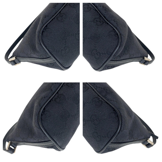 GUCCI Handbag 039 1103 GG canvas, leather Black SilverMetal Handbag accessory pouch Women Used Authentic