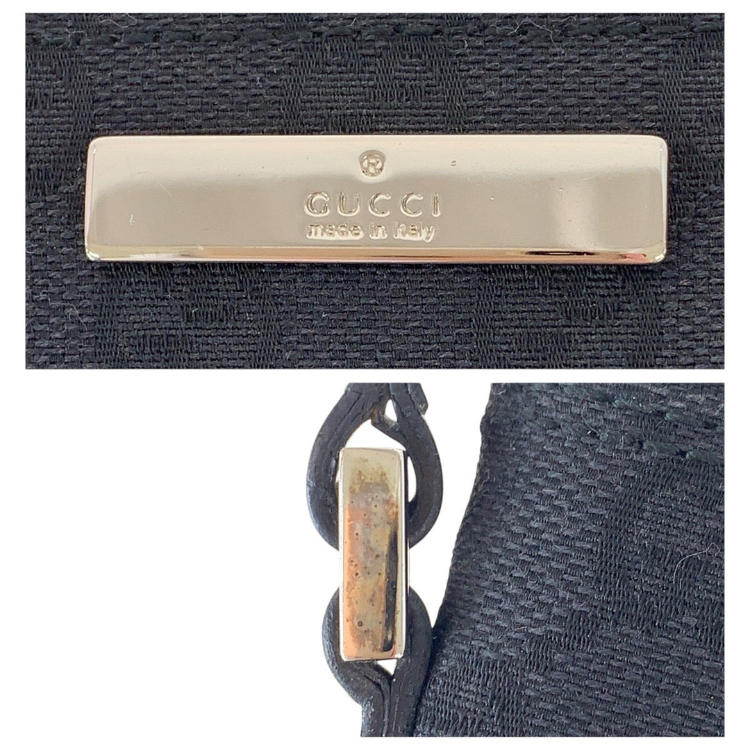 GUCCI Handbag 039 1103 GG canvas, leather Black SilverMetal Handbag accessory pouch Women Used Authentic