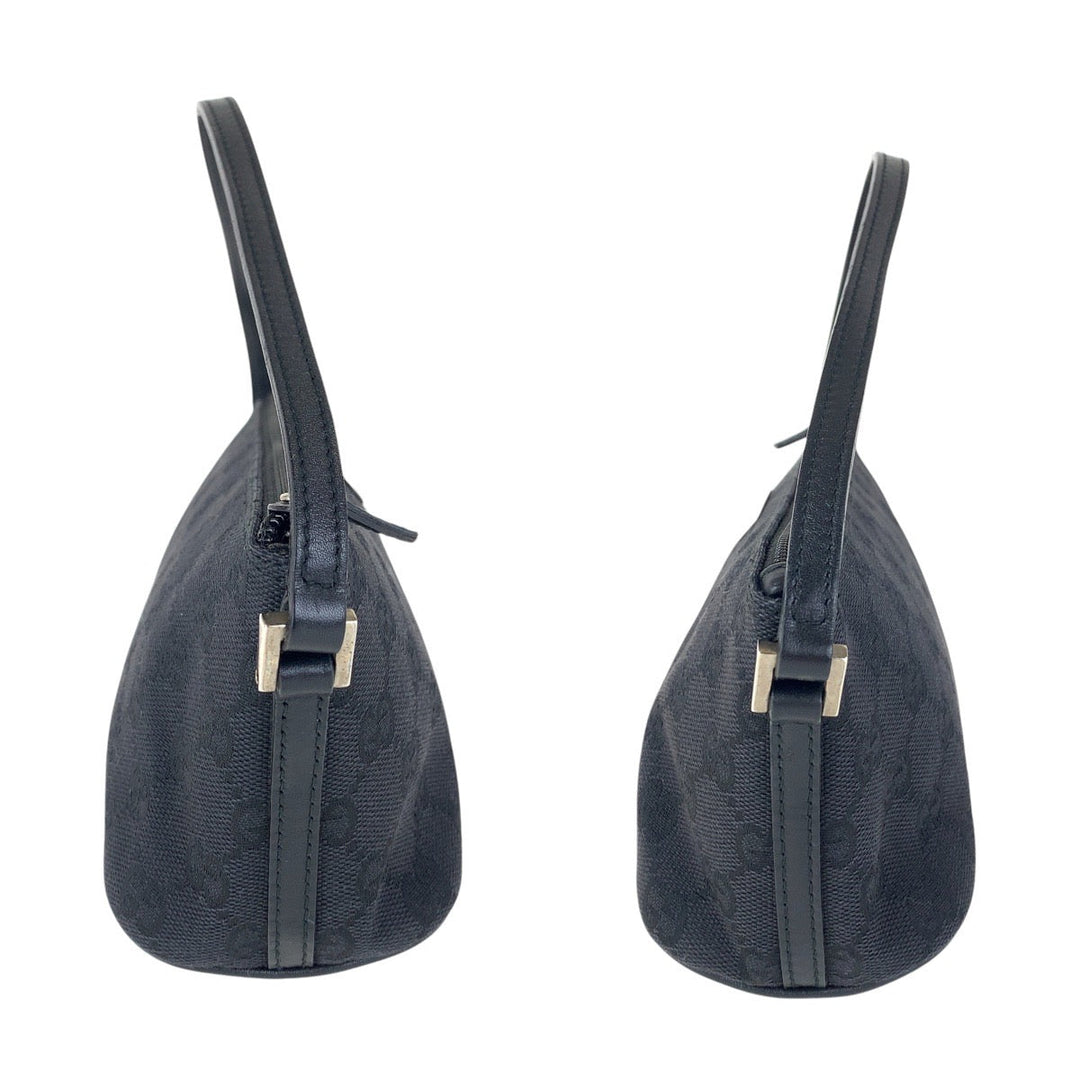 GUCCI Handbag 039 1103 GG canvas, leather Black SilverMetal Handbag accessory pouch Women Used Authentic