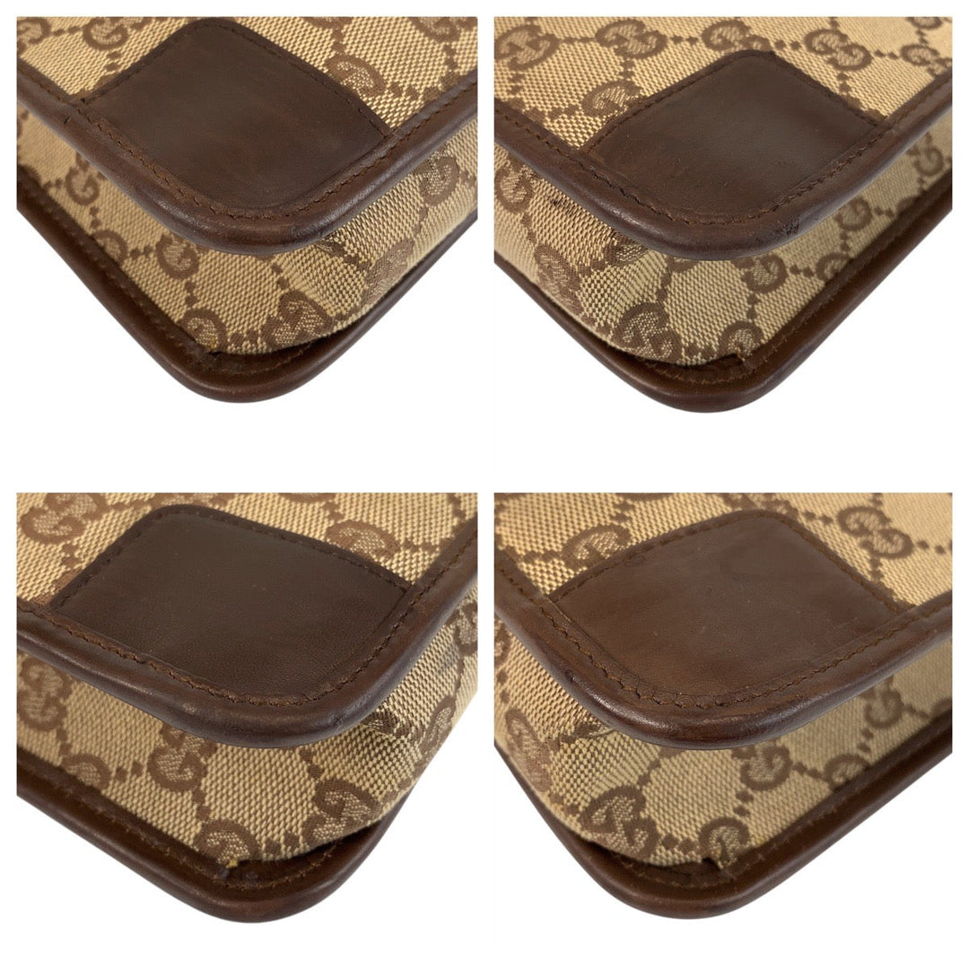 GUCCI Shoulder Bag 001 4206 GG canvas, leather Beige brown Women Used Authentic