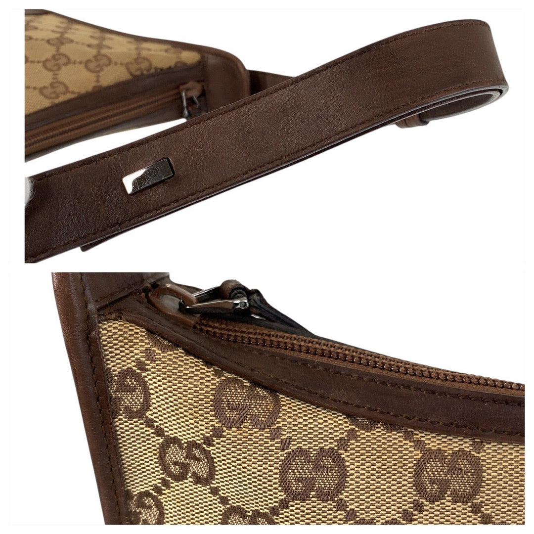 GUCCI Shoulder Bag 001 4206 GG canvas, leather Beige brown Women Used Authentic