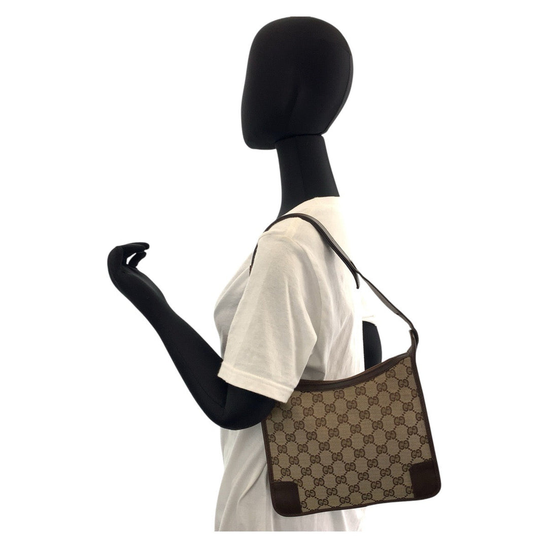 GUCCI Shoulder Bag 001 4206 GG canvas, leather Beige brown Women Used Authentic