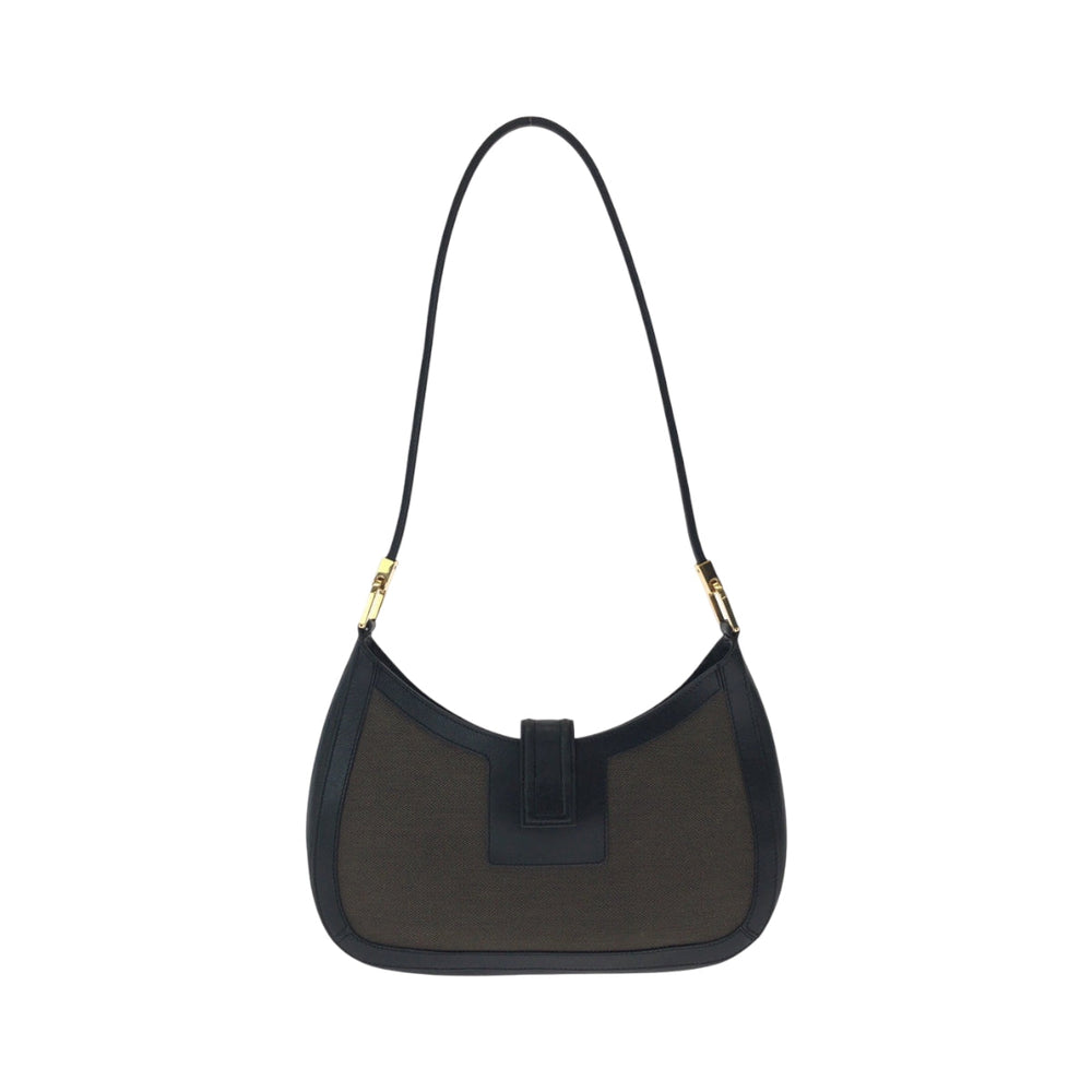 GUCCI Shoulder Bag 001 4141 cotton Brown Black Gold Metal Hobo One Shoulder Bag Hobo Women Used Authentic