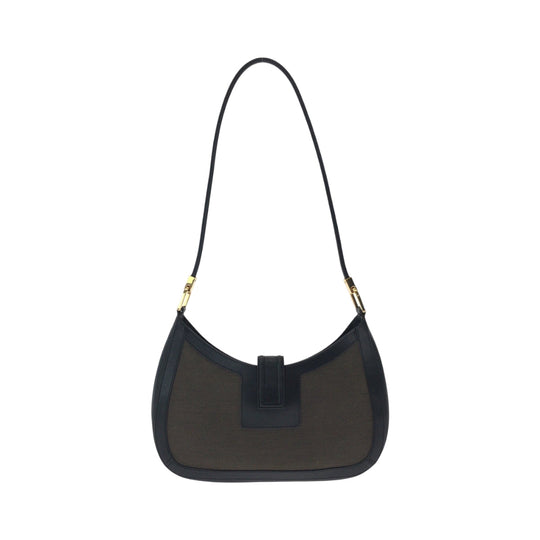 GUCCI Shoulder Bag 001 4141 cotton Brown Black Gold Metal Hobo One Shoulder Bag Hobo Women Used Authentic