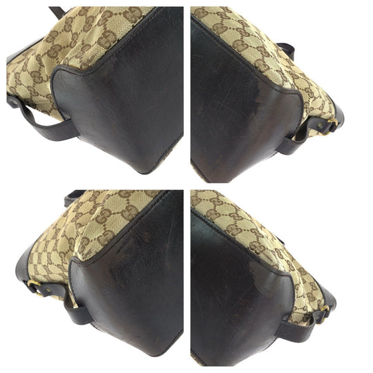 GUCCI Tote Bag 106251 GG canvas, leather Brown Gold Metal Tote Bag handbag Women Used Authentic