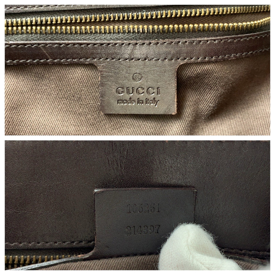 GUCCI Tote Bag 106251 GG canvas, leather Brown Gold Metal Tote Bag handbag Women Used Authentic