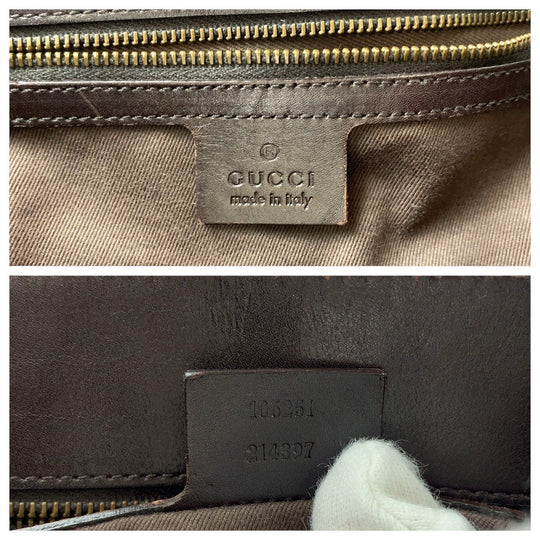 GUCCI Tote Bag 106251 GG canvas, leather Brown Gold Metal Tote Bag handbag Women Used Authentic