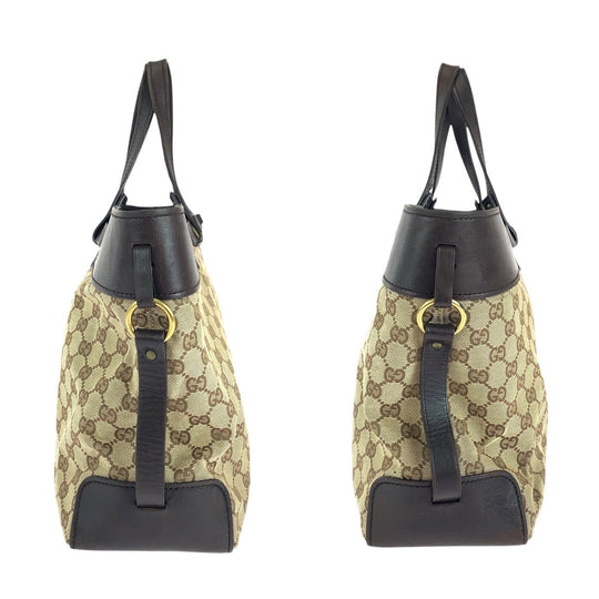 GUCCI Tote Bag 106251 GG canvas, leather Brown Gold Metal Tote Bag handbag Women Used Authentic