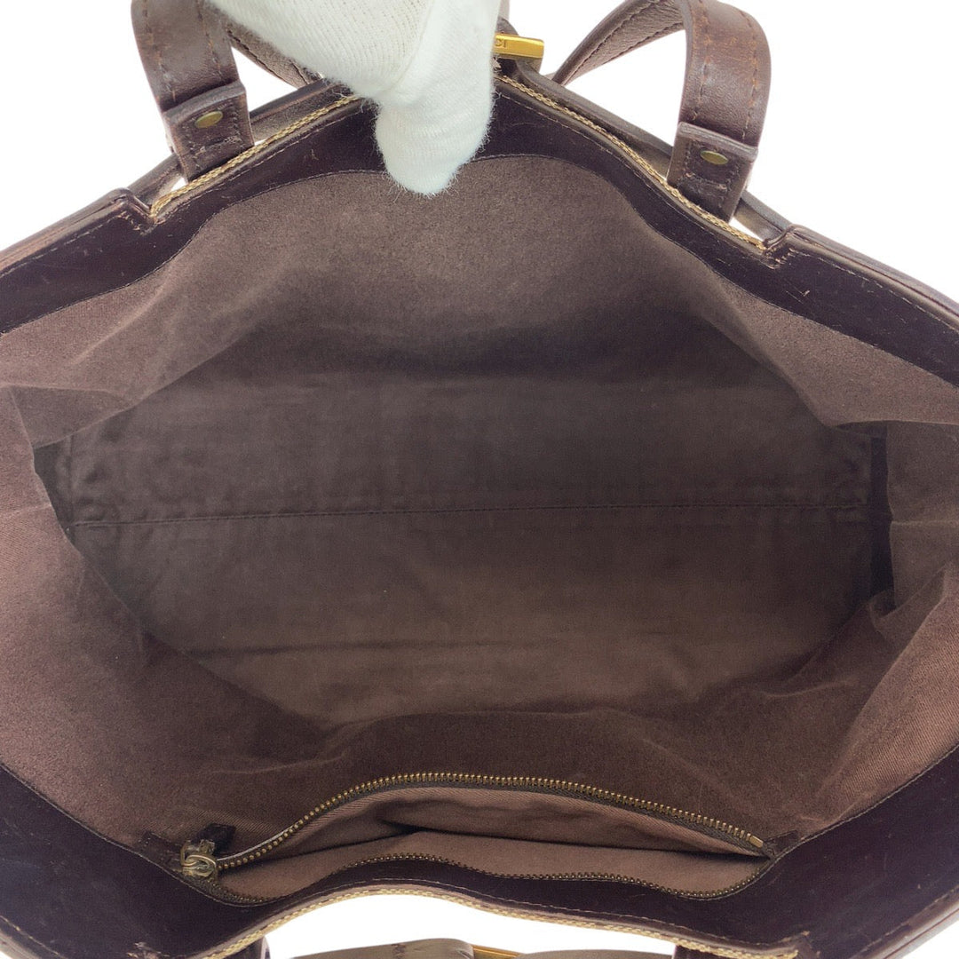 GUCCI Tote Bag 106251 GG canvas, leather Brown Gold Metal Tote Bag handbag Women Used Authentic
