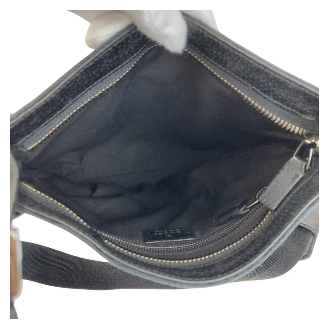 GUCCI Shoulder Bag 122793 GG canvas, leather Black black Shoulder Bag Messenger bag Women Used Authentic