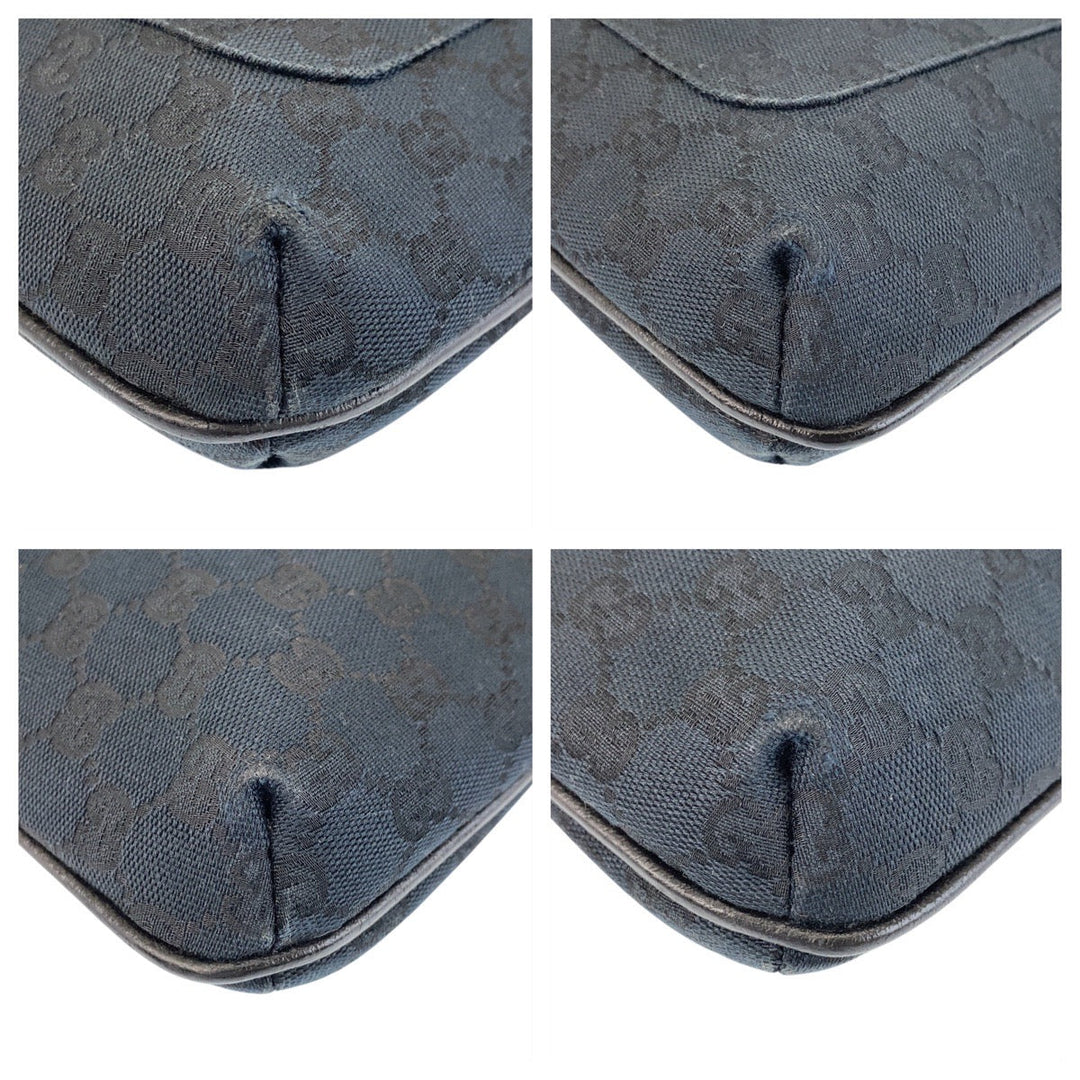 GUCCI Shoulder Bag 122793 GG canvas, leather Black black Shoulder Bag Messenger bag Women Used Authentic