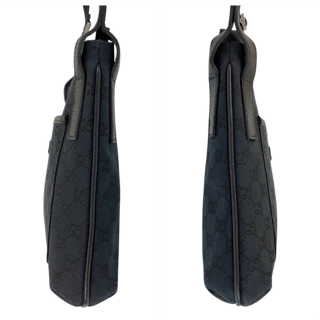 GUCCI Shoulder Bag 122793 GG canvas, leather Black black Shoulder Bag Messenger bag Women Used Authentic