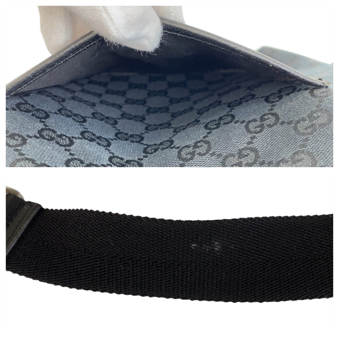 GUCCI Shoulder Bag 122793 GG canvas, leather Black black Shoulder Bag Messenger bag Women Used Authentic