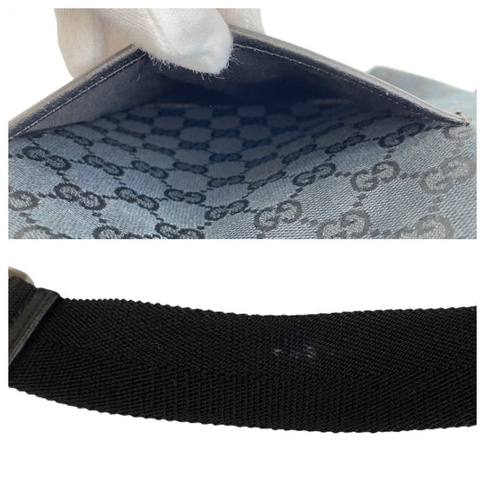 GUCCI Shoulder Bag 122793 GG canvas, leather Black black Shoulder Bag Messenger bag Women Used Authentic