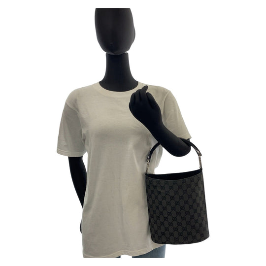 GUCCI Handbag 001 3753 GG canvas, plastic Black black Handbag Women Used Authentic