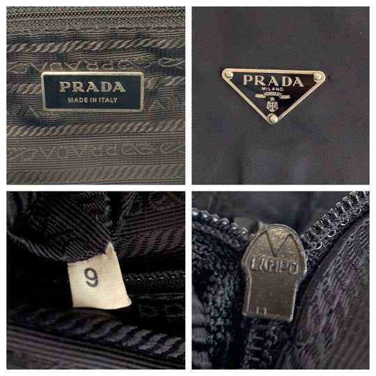 PRADA Shoulder Bag BT8994 Nylon Black SilverMetal Shoulder Bag pochette Test Triangle With logo mens Used Authentic