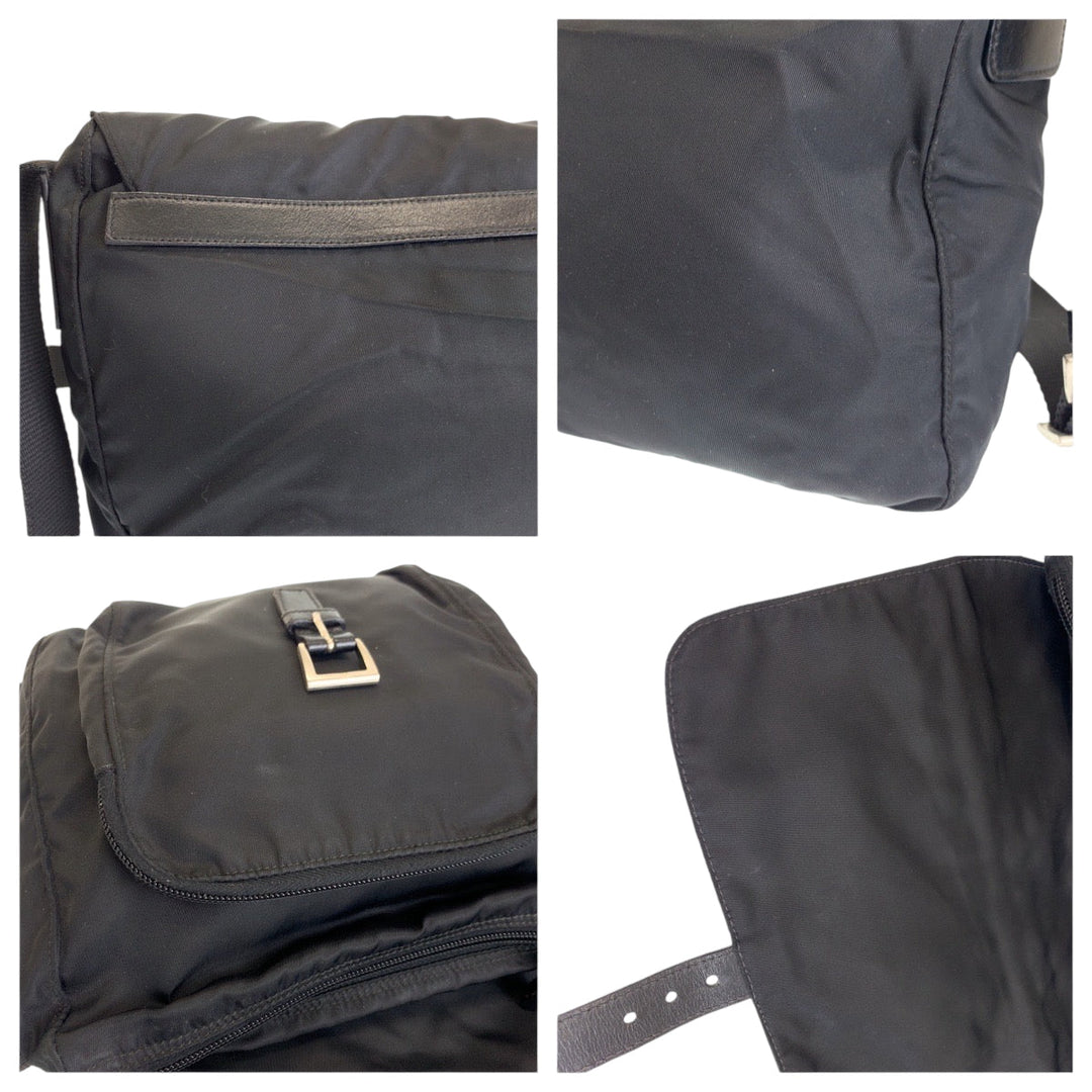 PRADA Shoulder Bag BT8994 Nylon Black SilverMetal Shoulder Bag pochette Test Triangle With logo mens Used Authentic