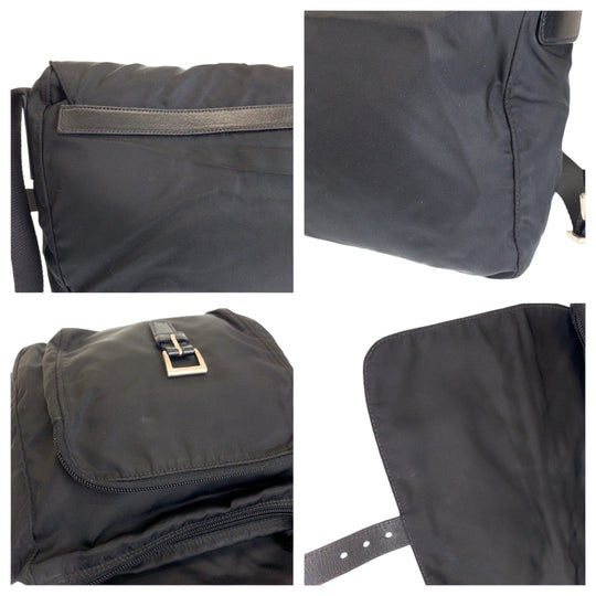 PRADA Shoulder Bag BT8994 Nylon Black SilverMetal Shoulder Bag pochette Test Triangle With logo mens Used Authentic