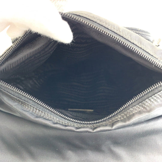 PRADA Shoulder Bag BT8994 Nylon Black SilverMetal Shoulder Bag pochette Test Triangle With logo mens Used Authentic