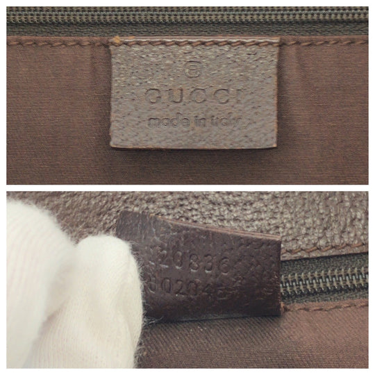 GUCCI Tote Bag 120836 GG canvas Beige Brown SilverMetal Tote Bag Shoulder Bag Women Used Authentic