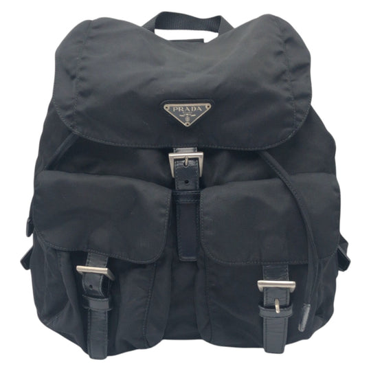 PRADA Backpack Nylon Black black Backpack Unisex Test Triangular logo Women Used Authentic