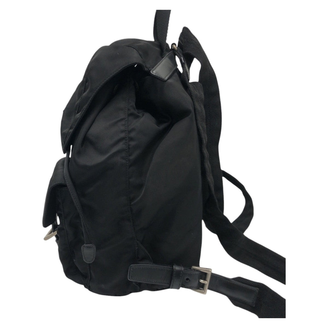 PRADA Backpack Nylon Black black Backpack Unisex Test Triangular logo Women Used Authentic