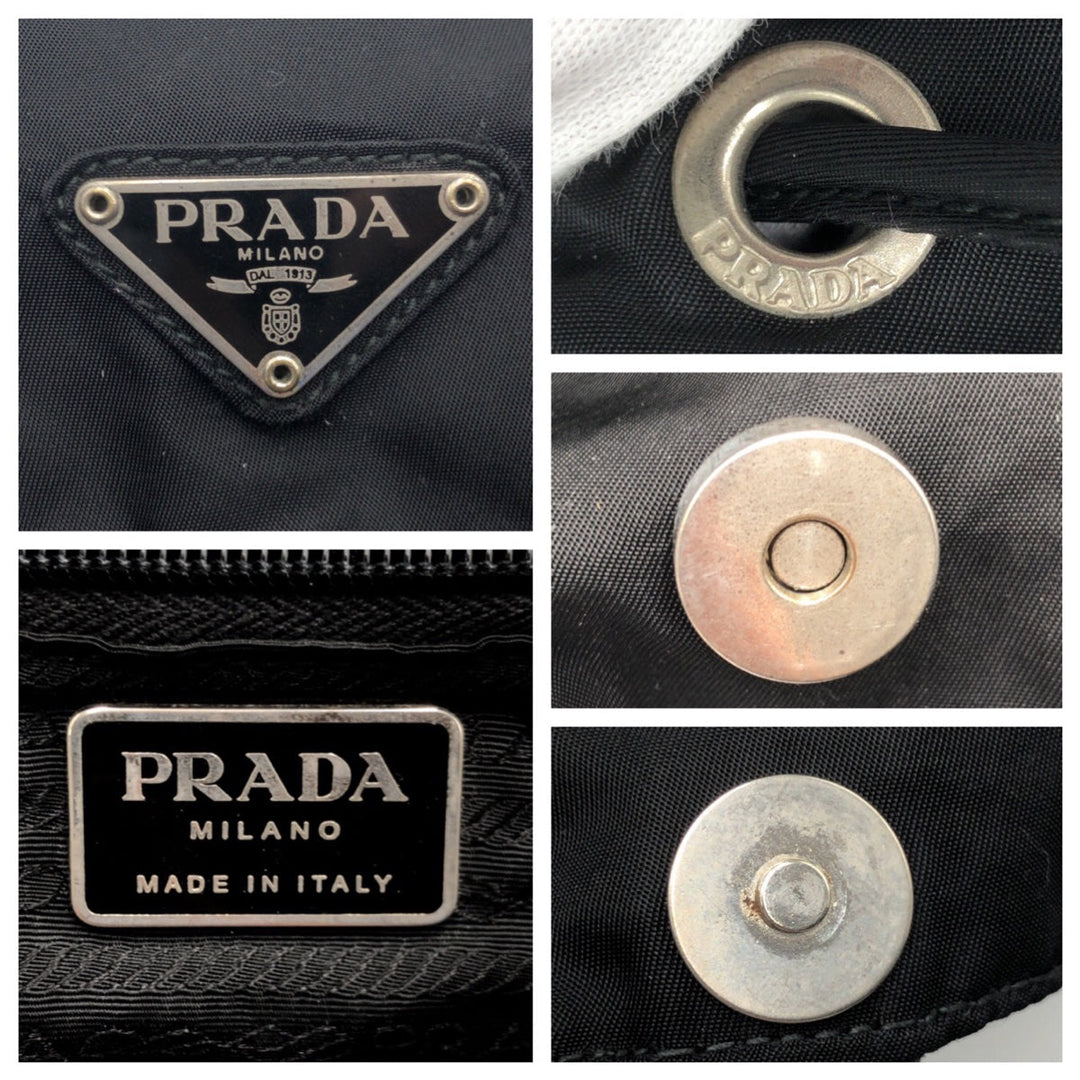 PRADA Backpack Nylon Black black Backpack Unisex Test Triangular logo Women Used Authentic