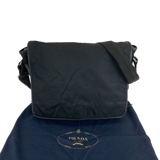 PRADA Shoulder Bag Nylon Black SilverMetal Shoulder Bag Messenger Bag Unisex Test Triangle With logo Women Used Authentic