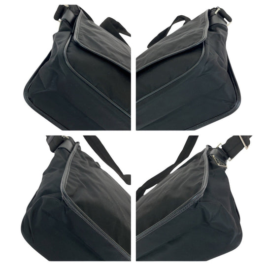 PRADA Shoulder Bag Nylon Black SilverMetal Shoulder Bag Messenger Bag Unisex Test Triangle With logo Women Used Authentic