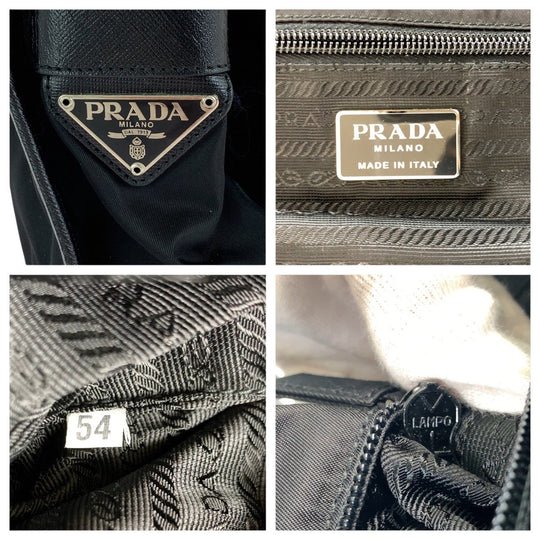 PRADA Shoulder Bag Nylon Black SilverMetal Shoulder Bag Messenger Bag Unisex Test Triangle With logo Women Used Authentic