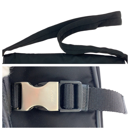 PRADA Shoulder Bag Nylon Black SilverMetal Shoulder Bag Messenger Bag Unisex Test Triangle With logo Women Used Authentic