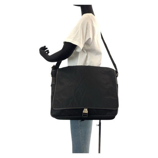 PRADA Shoulder Bag Nylon Black SilverMetal Shoulder Bag Messenger Bag Unisex Test Triangle With logo Women Used Authentic