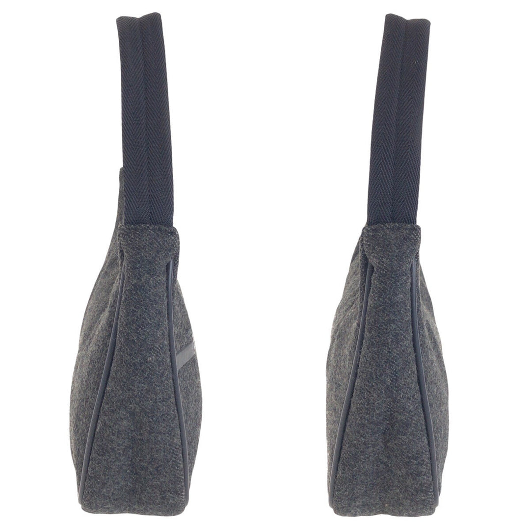 PRADA Handbag Wool, Nylon Gray Navy SilverMetal Handbag accessory pouch PRADA Sports Women Used Authentic