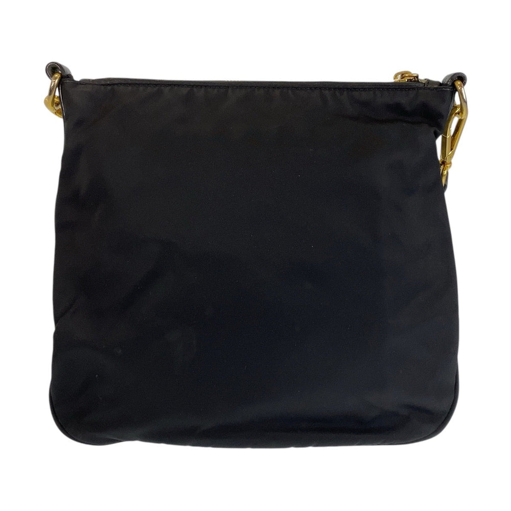 PRADA Shoulder Bag Nylon, Leather Black GoldMetal Shoulder Bag Messenger bag Test Triangle With logo Women Used Authentic