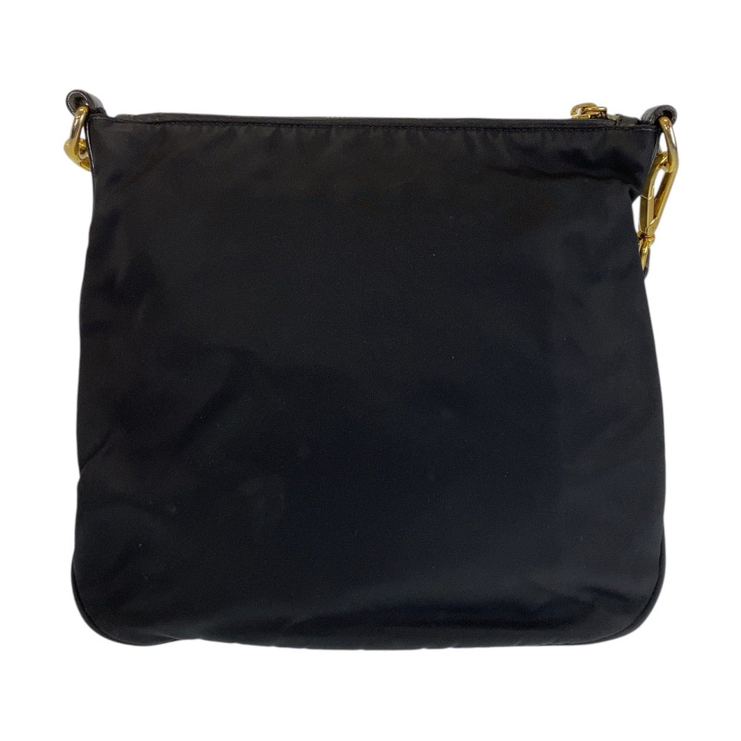 PRADA Shoulder Bag Nylon, Leather Black GoldMetal Shoulder Bag Messenger bag Test Triangle With logo Women Used Authentic