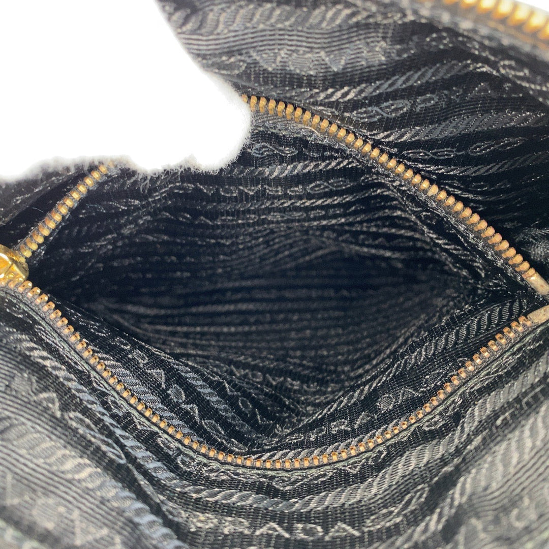 PRADA Shoulder Bag Nylon, Leather Black GoldMetal Shoulder Bag Messenger bag Test Triangle With logo Women Used Authentic