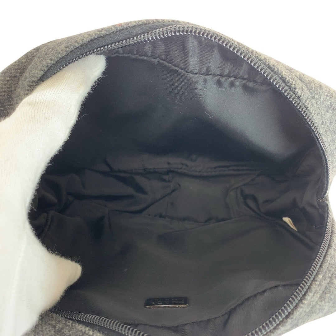 PRADA Pouch felt Grey SilverMetal Pouch Cosmetics Pouch Women Used Authentic