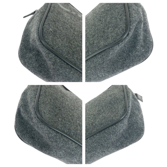 PRADA Pouch felt Grey SilverMetal Pouch Cosmetics Pouch Women Used Authentic