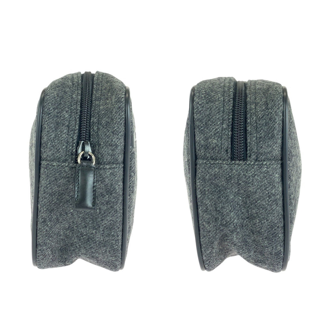 PRADA Pouch felt Grey SilverMetal Pouch Cosmetics Pouch Women Used Authentic