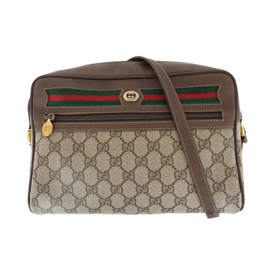 GUCCI Shoulder Bag 56 02 088 GG Supreme canvas, leather Brown Gold Metal Shoulder Bag pochette Old Gucci Shelly Line Women Used Authentic