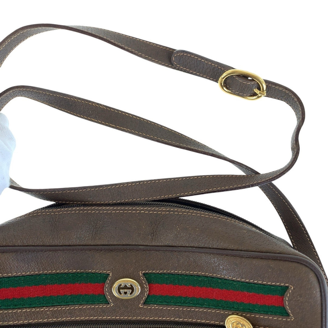 GUCCI Shoulder Bag 56 02 088 GG Supreme canvas, leather Brown Gold Metal Shoulder Bag pochette Old Gucci Shelly Line Women Used Authentic