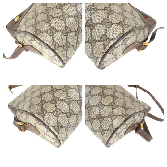 GUCCI Shoulder Bag 56 02 088 GG Supreme canvas, leather Brown Gold Metal Shoulder Bag pochette Old Gucci Shelly Line Women Used Authentic
