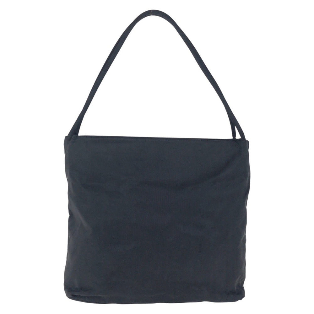 PRADA Tote Bag Nylon Black SilverMetal Tote Bag Shoulder Bag Test Triangle With logo Women Used Authentic
