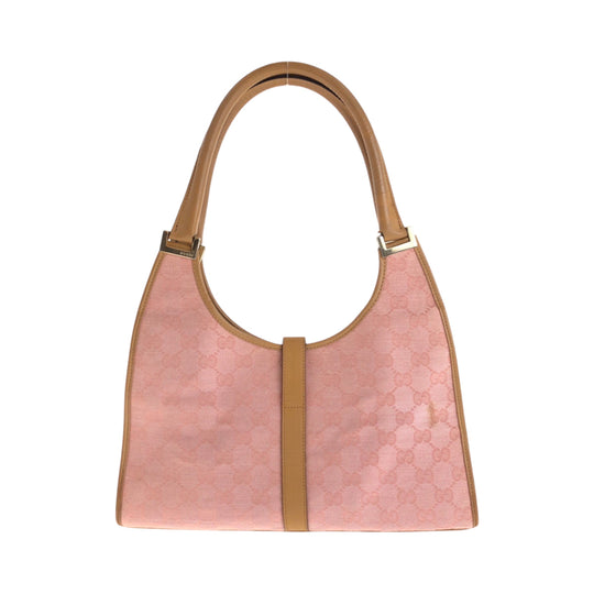 GUCCI Shoulder Bag 002 1067 GG canvas Pink Brown Gold Metal Hobo One Shoulder Bag Jackie Women Used Authentic