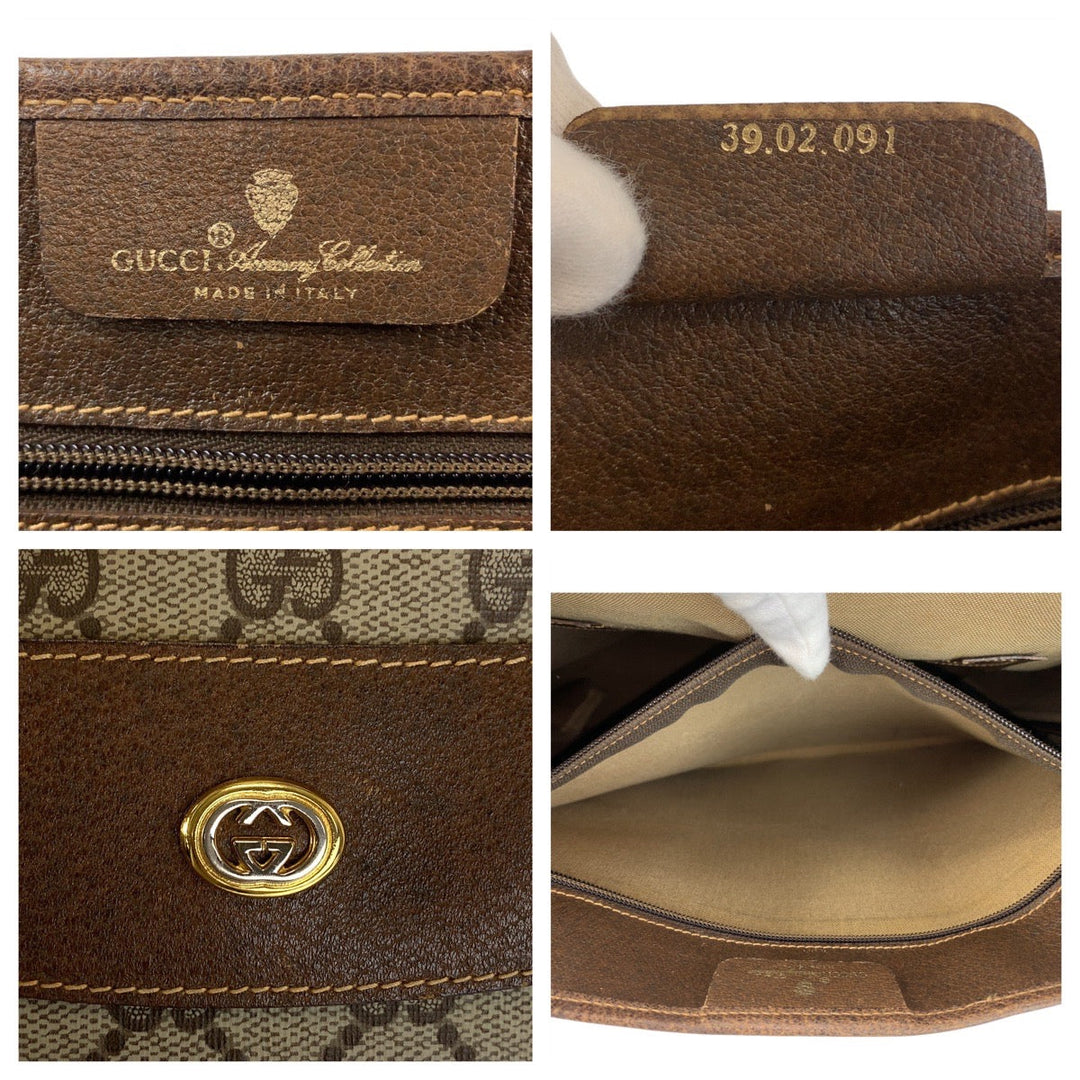 GUCCI Tote Bag 39 02 091 GG Supreme Canvas Beige Brown Gold Metal Tote Bag Shoulder Bag Sherry Line Old Gucci Women Used Authentic