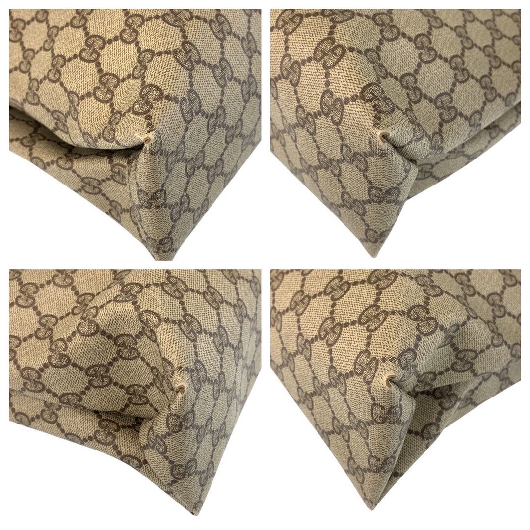 GUCCI Tote Bag 39 02 091 GG Supreme Canvas Beige Brown Gold Metal Tote Bag Shoulder Bag Sherry Line Old Gucci Women Used Authentic