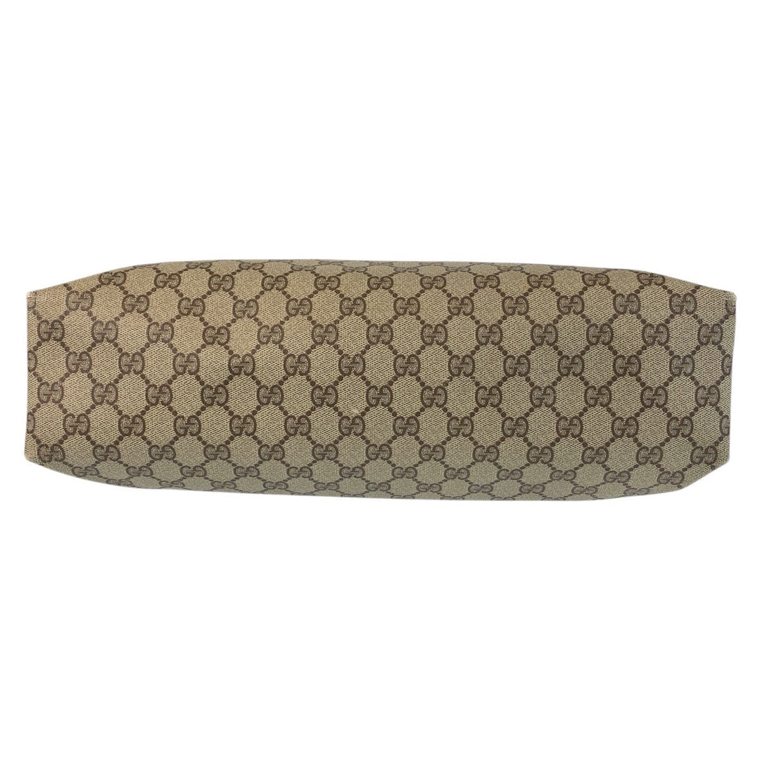 GUCCI Tote Bag 39 02 091 GG Supreme Canvas Beige Brown Gold Metal Tote Bag Shoulder Bag Sherry Line Old Gucci Women Used Authentic