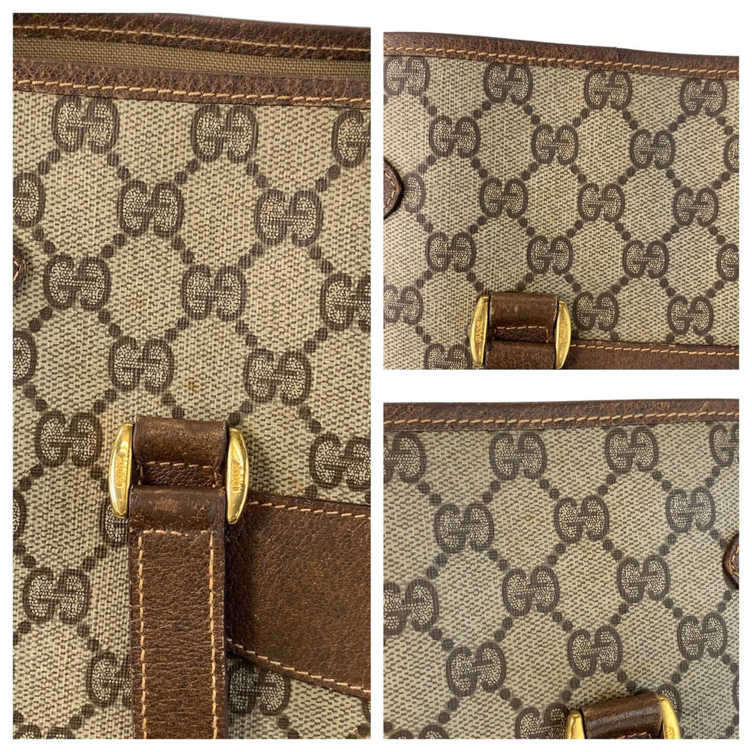 GUCCI Tote Bag 39 02 091 GG Supreme Canvas Beige Brown Gold Metal Tote Bag Shoulder Bag Sherry Line Old Gucci Women Used Authentic